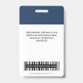 Moderne Navy-Blue-Unternehmensfoto-Logo-Barcode Ausweis (Rückseite)