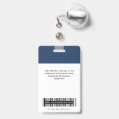 Moderne Navy-Blue-Unternehmensfoto-Logo-Barcode Ausweis (Rückseite mit Ausziehbar)