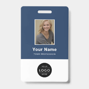 Moderne Navy-Blue-Unternehmensfoto-Logo-Barcode Ausweis