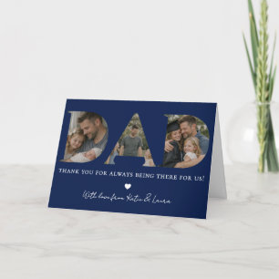 Moderne Navy-Blue-Vater-Fotocollage Geschenk zum V Karte