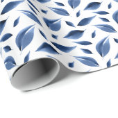 Moderne Navy Blue Watercolor Blätter Muster Geschenkpapier (Rolleneckpunkt)