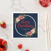Moderne Navy Blue Watercolor-Blume Weihnachten Serviette (Beispiel)