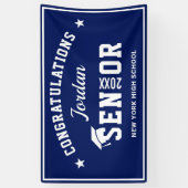 Moderne Navy Blue White 2023 Graduation Party Banner (Vertikal)