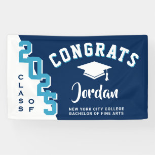 Moderne Navy Blue White 2024 Graduation Party Banner