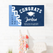 Moderne Navy Blue White 2024 Graduation Party Banner (Insitu)