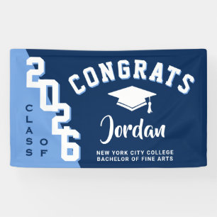 Moderne Navy Blue White 2024 Graduation Party Banner