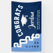 Moderne Navy Blue White 2024 Graduation Party Banner (Vertikal)