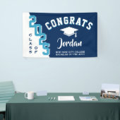 Moderne Navy Blue White 2025 Graduation Party Banner (Messeveranstaltung)