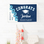 Moderne Navy Blue White 2025 Graduation Party Banner (Insitu)
