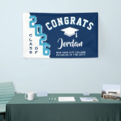 Moderne Navy Blue White 2025 Graduation Party Banner (Messeveranstaltung)