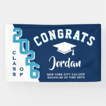 Moderne Navy Blue White 2025 Graduation Party