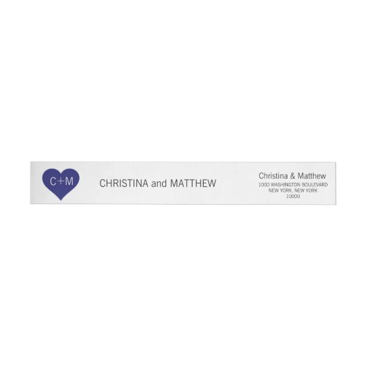 Moderne Navy Blue White Heart Initials Wedding (Person)