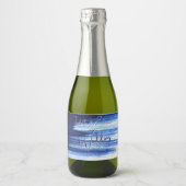 Moderne Navy Blue & White Wassercolor Pinselstrich Schaumweinetikett (Vorderseite)