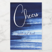 Moderne Navy Blue & White Wassercolor Pinselstrich Weinetikett (Einzelnes Label)