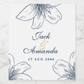 Moderne Navy Blue Wine Flasche Aufkleber & Etikett (Einzelnes Label)