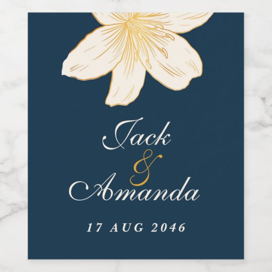 Moderne Navy Blue Wine Flasche Aufkleber & Etikett (Einzelnes Label)