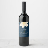 Moderne Navy Blue Wine Flasche Aufkleber & Etikett (Vorderseite)