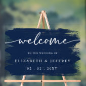 Moderne Navy Brush Schlaganfälle Hochzeit Willkomm Acrylschild (Neutral)