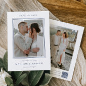 Moderne Navy-Doppelrand 2 Foto-Hochzeit Save The Date