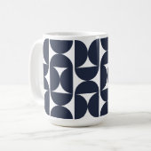Moderne Navy-Geometrie-15oz-Kaffeetasse Kaffeetasse (Vorderseite Links)