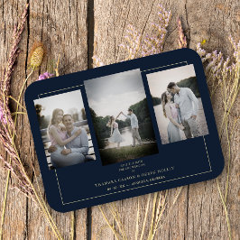 Moderne Navy Gold 3 Fotos Anspruchsvolle Hochzeit Magnet