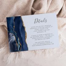 Moderne Navy Gold Agate Light Blue Wedding Details