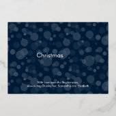 Moderne Navy Gold Script Bokeh Frohe Weihnachten Folieneinladung (Vorderseite)