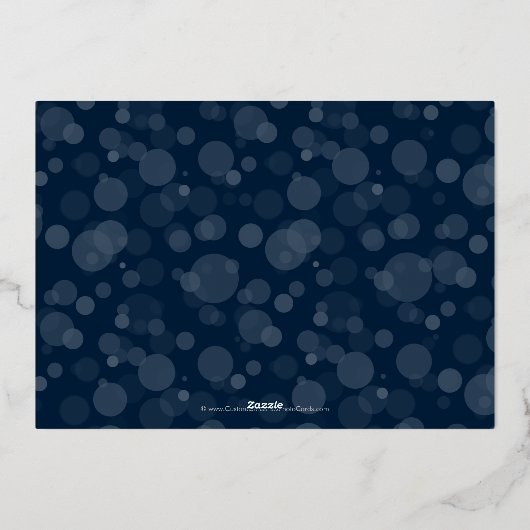 Moderne Navy Gold Script Bokeh Frohe Weihnachten Folieneinladung (Rückseite)