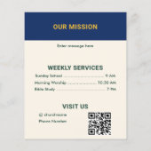 Moderne Navy-Gold-Sonntagsgottesdienstkirche Flyer (Hinten)