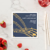 Moderne Navy Gold SWEET MUSIC Happy Jubiläum Serviette (Beispiel)