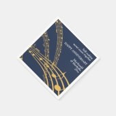 Moderne Navy Gold SWEET MUSIC Happy Jubiläum Serviette (Ecke)