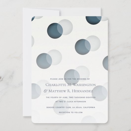 Moderne Navy Grey Dot Pattern Hochzeit Einladung (Vorderseite)