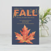 Moderne Navy Herbst Dinner Party Einladung (Stehend Vorderseite)