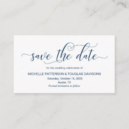 Moderne Navy-Kalligrafie Hochzeit Sichern Sie das  Begleitkarte