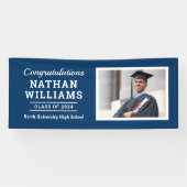 Moderne Navy-Klasse 2025 Custom Abschluss Foto Banner (Horizontal)