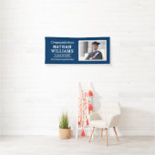 Moderne Navy-Klasse 2025 Custom Abschluss Foto Banner (Insitu)
