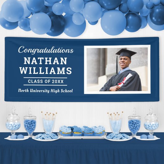 Moderne Navy-Klasse 2025 Custom Abschluss Foto Banner