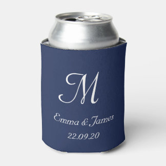 Moderne Navy-Monogramm-Hochzeitsgesellschaft Gesch Dosenkühler