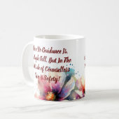 MODERNE NAVY & PINK WATERCOLOR INSPIRATIONAL FLORA KAFFEETASSE (Vorderseite Links)