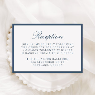 Moderne Navy-Rahmen-Hochzeitsempfang Begleitkarte