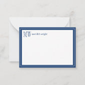 Moderne Navy-Rahmen-Monogramm Mitteilungskarte (Vorderseite)