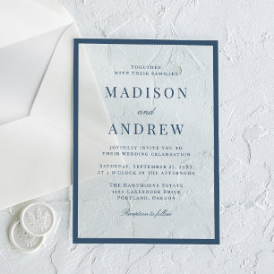 Moderne Navy-Rand-Hochzeit Acryleinladungen