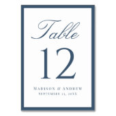 Moderne Navy-Rand-Hochzeit Tischnummer (Vorderseite)
