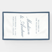 Moderne Navy-Rand-Hochzeitsbegrüßung Banner (Horizontal)