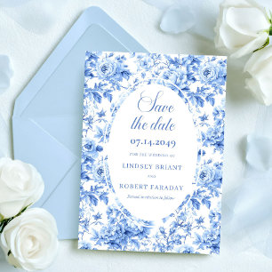 Moderne Navy-Rosen-Toile-Heiratsankündigung Karte