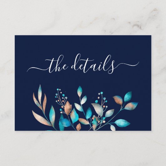 Moderne Navy Rustikale Hochzeit Begleitkarte (Rückseite)