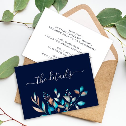 Moderne Navy Rustikale Hochzeit Begleitkarte