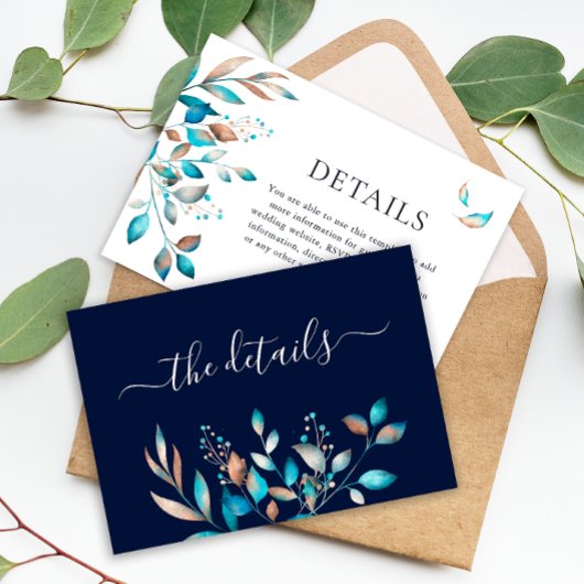 Moderne Navy Rustikale Hochzeit Begleitkarte