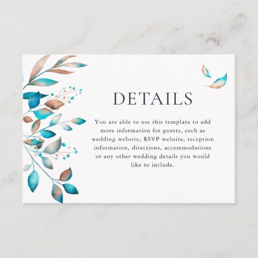 Moderne Navy Rustikale Hochzeit Begleitkarte (Vorderseite)