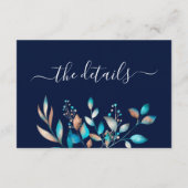 Moderne Navy Rustikale Hochzeit Begleitkarte (Rückseite)